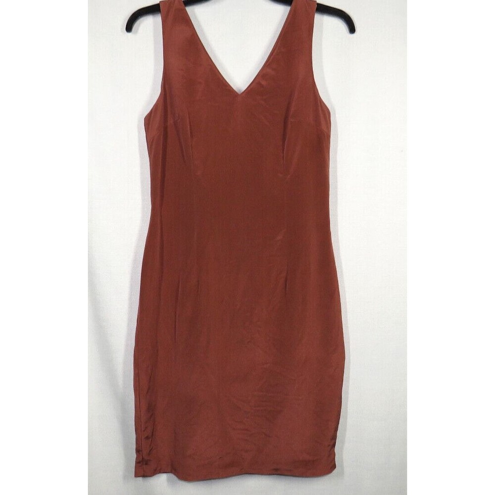 Hugo Buscati Women's Dark Dusty Rose Sleeveless Silk Sheath Dress Size 6